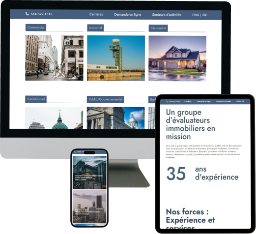 Mockups du site web Bourassa Jodoin Inc.