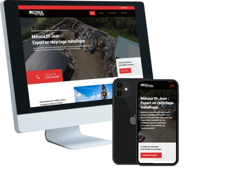 Mockups du site web Métaux St-Jean Inc.