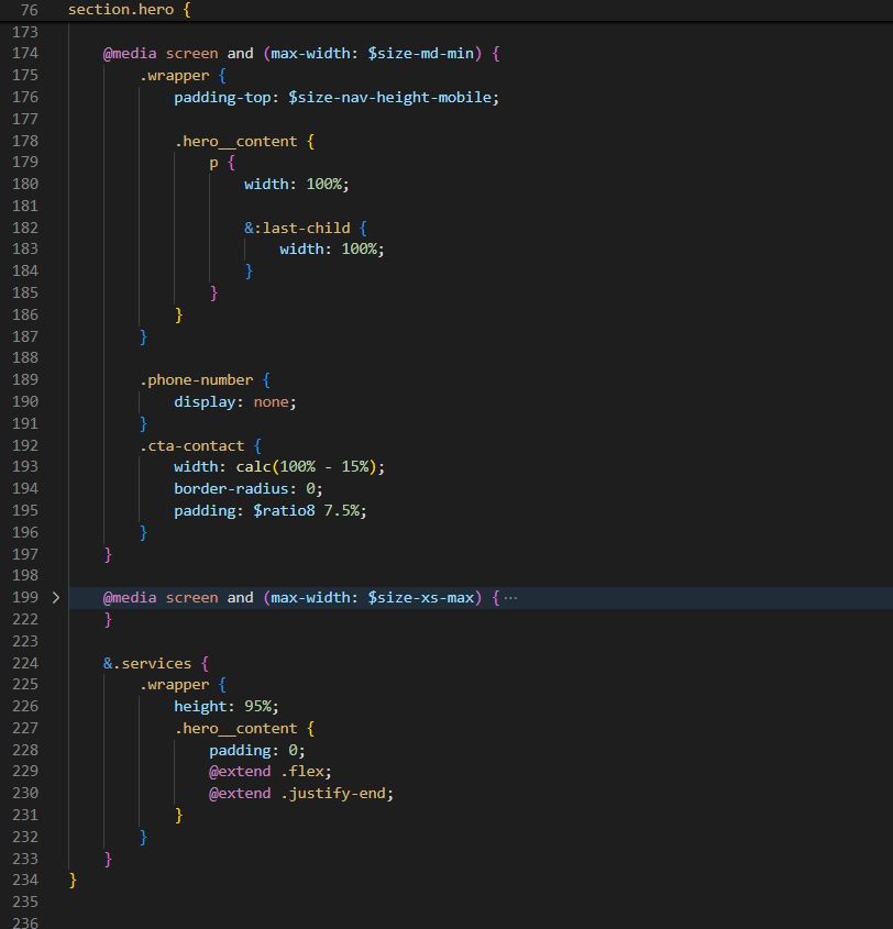 Code des styles pour le responsive